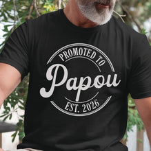 Load image into Gallery viewer, Promoted to Papou Est. 2026 T-Shirt – Faith-Based Grandpa-to-Be Gildan Tee