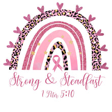 Load image into Gallery viewer, "Strong & Steadfast - 1 Peter 5:10" Breast Cancer Bella + Canvas Short-sleeve unisex t-shirt