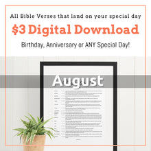 Load image into Gallery viewer, August Birthday Bible Verses Digital Download
