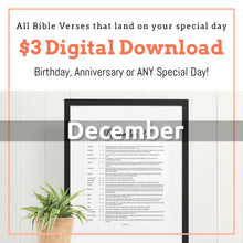 Load image into Gallery viewer, December Birthday Bible Verses Digital Download