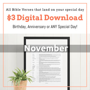 November Birthday Bible Verses Digital Download