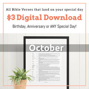 October Birthday Bible Verses Digital Download