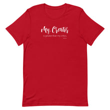 Load image into Gallery viewer, My Creator Is Greater Than My Critics Short-Sleeve Unisex T-Shirt
