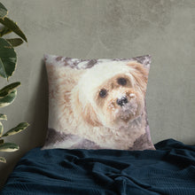 Load image into Gallery viewer, Snowy Cavachon Puppy Premium Pillow
