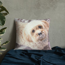 Load image into Gallery viewer, Snowy Cavachon Puppy Premium Pillow