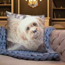 Load image into Gallery viewer, Snowy Cavachon Puppy Premium Pillow