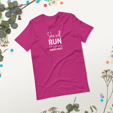Load image into Gallery viewer, "She will run and not grow weary. Isaiah 40:31" Short-sleeve unisex t-shirt