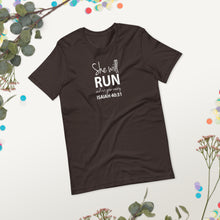 Load image into Gallery viewer, "She will run and not grow weary. Isaiah 40:31" Short-sleeve unisex t-shirt