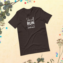 Load image into Gallery viewer, "She will run and not grow weary. Isaiah 40:31" Short-sleeve unisex t-shirt