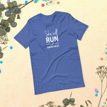 Load image into Gallery viewer, "She will run and not grow weary. Isaiah 40:31" Short-sleeve unisex t-shirt