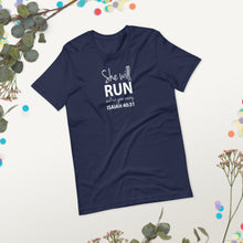Load image into Gallery viewer, "She will run and not grow weary. Isaiah 40:31" Short-sleeve unisex t-shirt