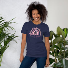 Load image into Gallery viewer, "Strong & Steadfast - 1 Peter 5:10" Breast Cancer Bella + Canvas Short-sleeve unisex t-shirt