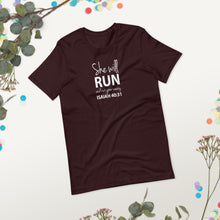 Load image into Gallery viewer, "She will run and not grow weary. Isaiah 40:31" Short-sleeve unisex t-shirt