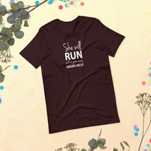 Load image into Gallery viewer, "She will run and not grow weary. Isaiah 40:31" Short-sleeve unisex t-shirt