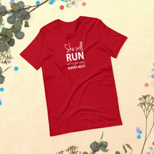 Load image into Gallery viewer, "She will run and not grow weary. Isaiah 40:31" Short-sleeve unisex t-shirt