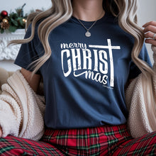 Load image into Gallery viewer, Merry Christmas” Faith-Based T-Shirt – Christ-Centered Minimal Christian Tee on Bella+Canvas 3001
