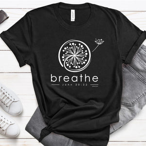 faith-based t-shirt, Bella+Canvas, I Peter 5:7 shirt, cast your cares on God, Christian apparel, inspirational clothing, faith reminder, breathe deeply shirt, spiritual clothing, anxiety relief shirt, biblical verse tee, comforting message, everyday faith, stylish faith wear, divine peace shirt