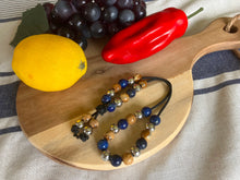 Load image into Gallery viewer, Komboloi - Alternating Lapiz Lazuli, Picture Jasper and Iron
