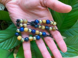 Komboloi - Alternating Lapiz Lazuli, Picture Jasper and Iron
