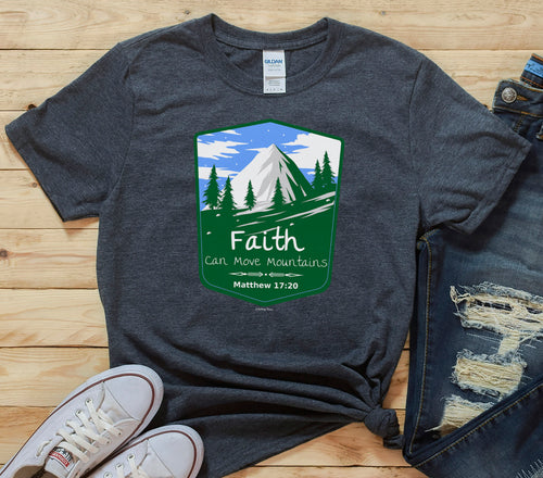 Faith can move Mountains, Matthew 17 20 Shirt, Mountain Shirt, Camping Shirt, Camping Gift, Nature T-Shirt, Hiking Shirt, Hiking T-Shirt