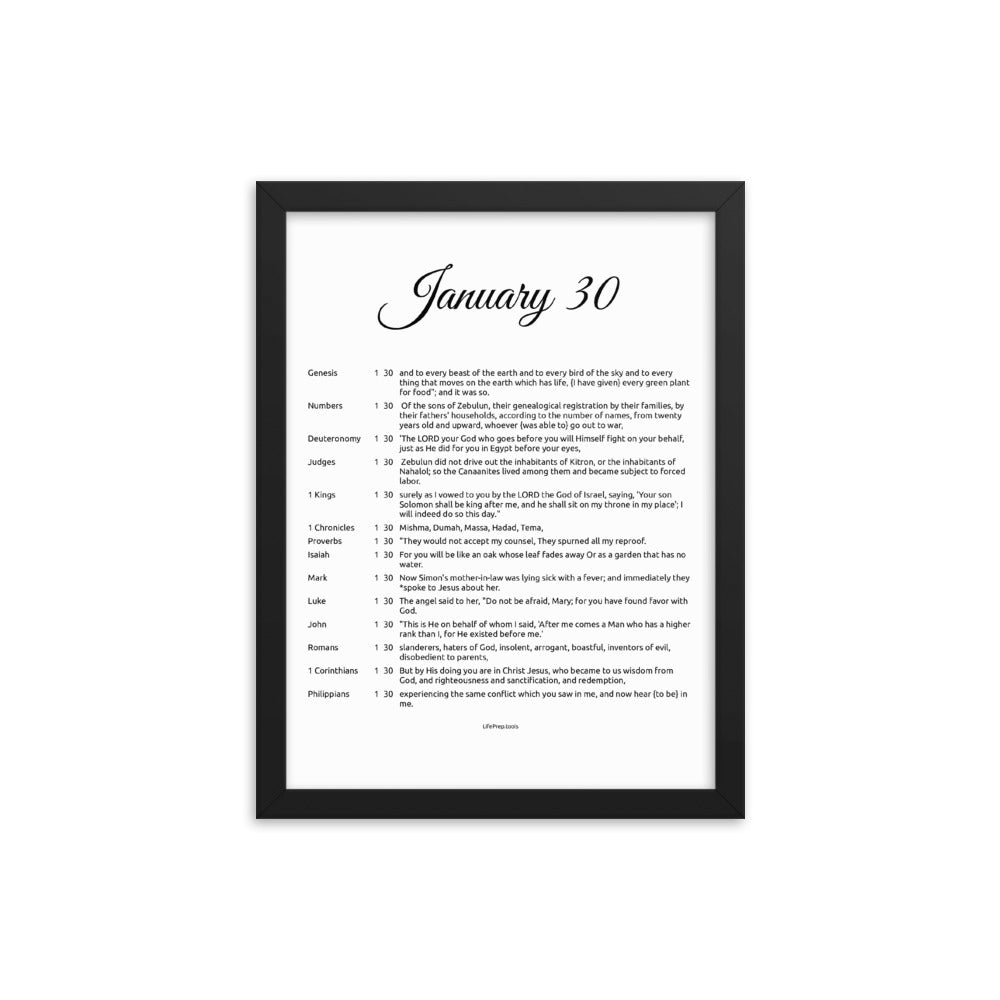 January 30 - All Bible Books, Chapters and Verses for 1:30