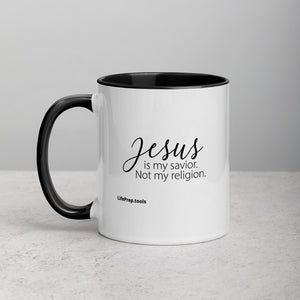 Jesus Is My Savior. Not My Religion. Mug with Color Inside