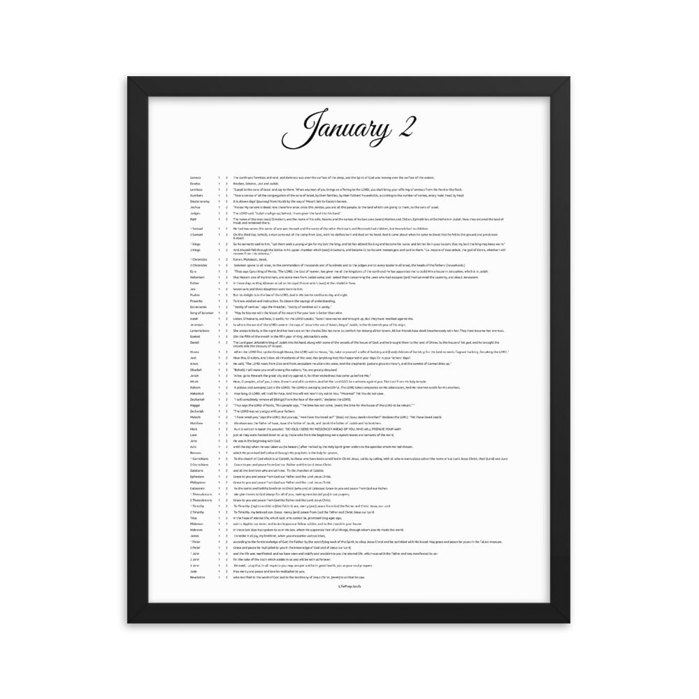 January 2 - All Bible Books, Chapters and Verses for 1:2