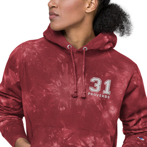 Proverbs 31 - Embroidered Unisex Champion tie-dye hoodie